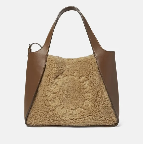 Stella McCartney Teddy Logo Tote Crossbody Bag Brown Biscuit - Picture 3 of 12